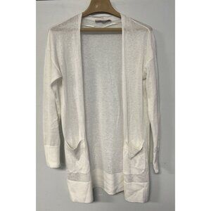 Loft White Open Front Lightweight Cardigan With Pockets XS